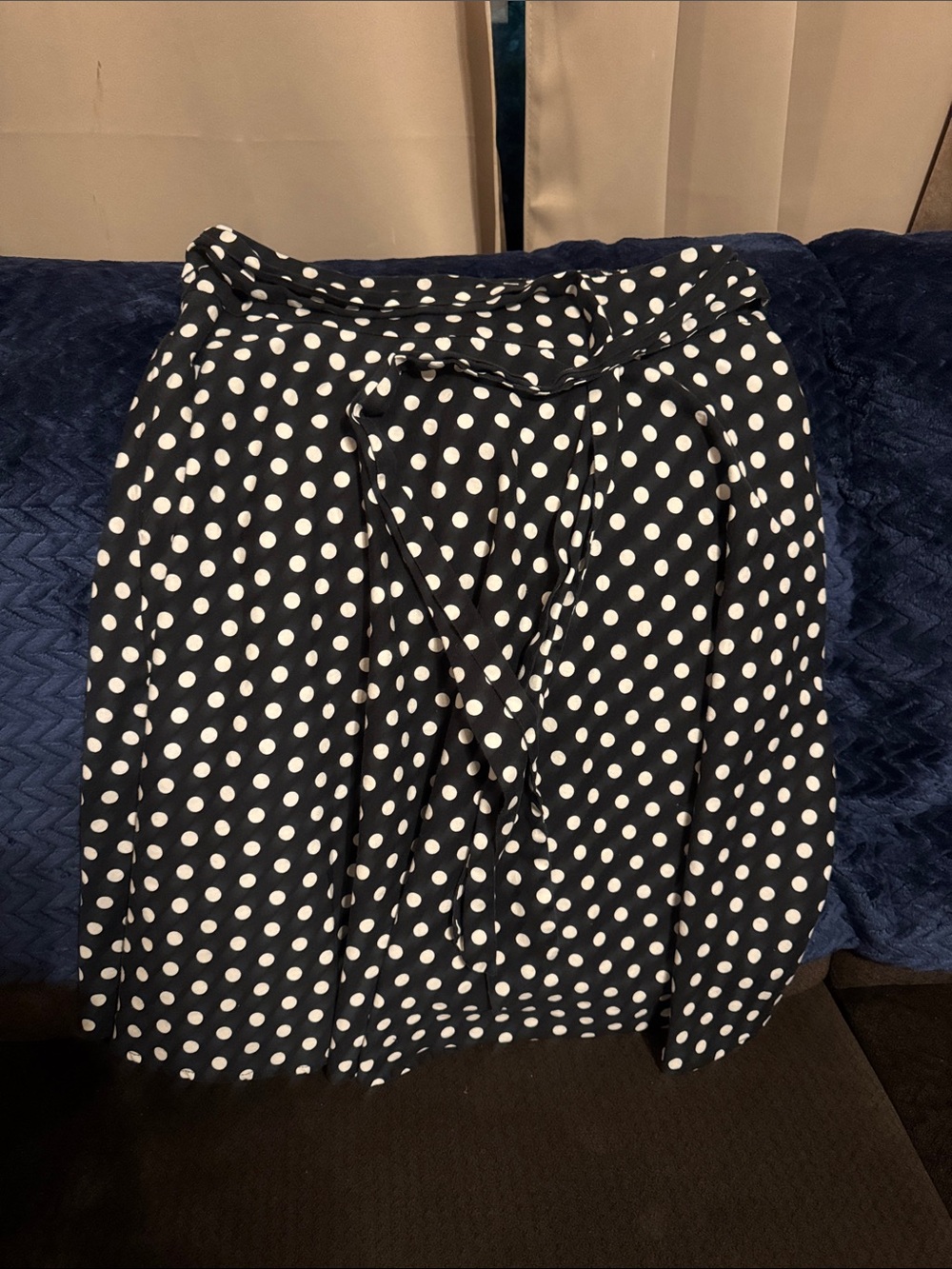 Polka Dot A-Line Skirt - Navy with White Dots